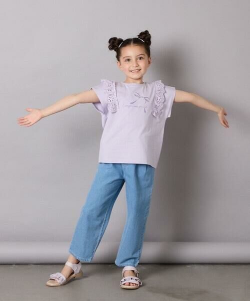 a.v.v / アー・ヴェ・ヴェ カットソー | 【接触冷感/ジメジメ対策/安心の綿100％】[100-150]肩フリルモチーフＴシャツ | 詳細4