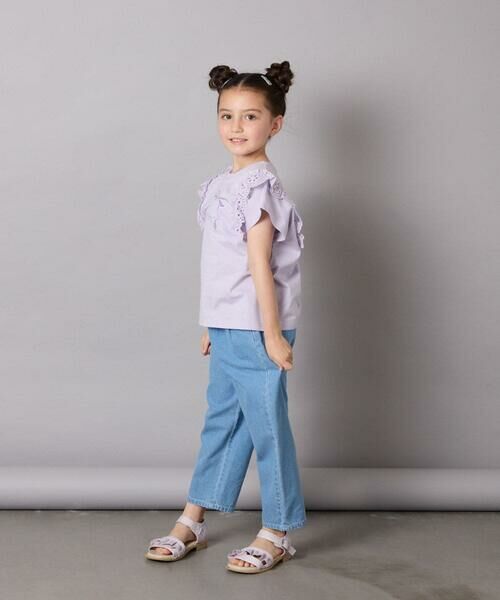 a.v.v / アー・ヴェ・ヴェ カットソー | 【接触冷感/ジメジメ対策/安心の綿100％】[100-150]肩フリルモチーフＴシャツ | 詳細5