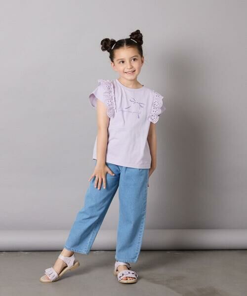 a.v.v / アー・ヴェ・ヴェ カットソー | 【接触冷感/ジメジメ対策/安心の綿100％】[100-150]肩フリルモチーフＴシャツ | 詳細6