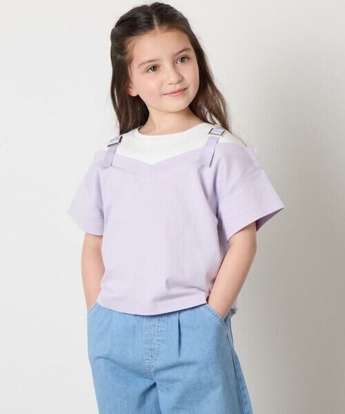 a.v.v / アー・ヴェ・ヴェ カットソー | 【接触冷感/ジメジメ対策】[100-160]バックル付きイレイヤード風Ｔシャツ | 詳細1