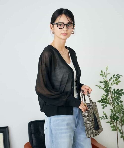 a.v.v / アー・ヴェ・ヴェ カーディガン・ボレロ | シアーVネックカーディガン | 詳細15