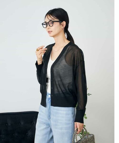 a.v.v / アー・ヴェ・ヴェ カーディガン・ボレロ | シアーVネックカーディガン | 詳細16