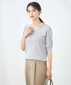 a.v.v / アー・ヴェ・ヴェ ニット・セーター | 【接触冷感】ラメVネックパフスリーブニット