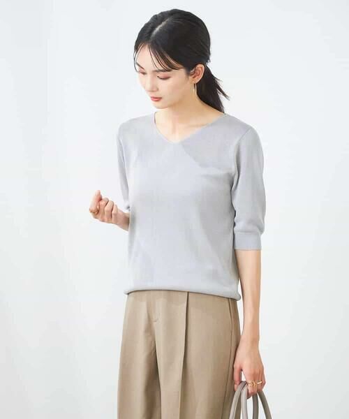 a.v.v / アー・ヴェ・ヴェ ニット・セーター | 【接触冷感】ラメVネックパフスリーブニット | 詳細13