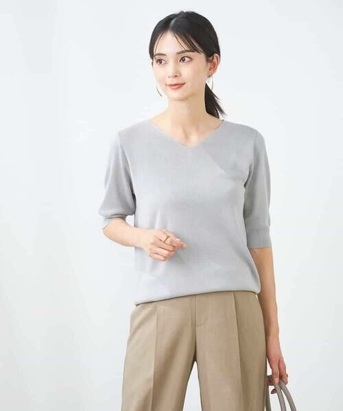 a.v.v / アー・ヴェ・ヴェ ニット・セーター | 【接触冷感】ラメVネックパフスリーブニット | 詳細14