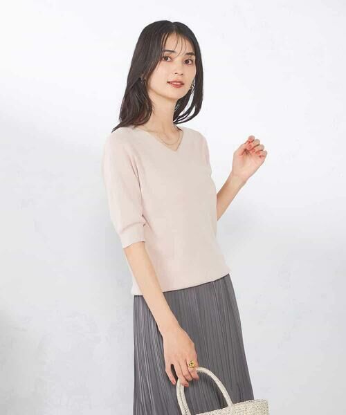 a.v.v / アー・ヴェ・ヴェ ニット・セーター | 【接触冷感】ラメVネックパフスリーブニット | 詳細2