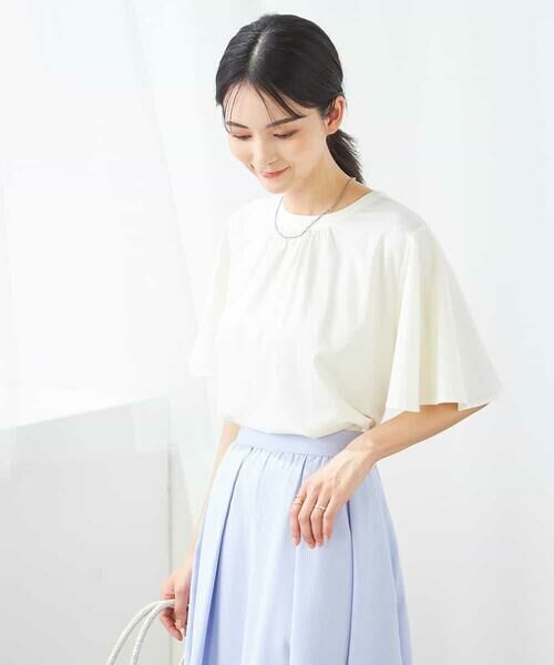 a.v.v / アー・ヴェ・ヴェ カットソー | 【接触冷感/UVカット】ギャザーネックフレアスリーブトップス | 詳細14