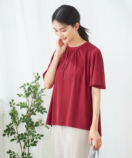 a.v.v / アー・ヴェ・ヴェ カットソー | 【接触冷感/UVカット】ギャザーネックフレアスリーブトップス | 詳細2