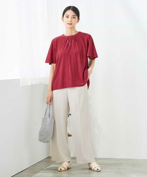 a.v.v / アー・ヴェ・ヴェ カットソー | 【接触冷感/UVカット】ギャザーネックフレアスリーブトップス | 詳細3