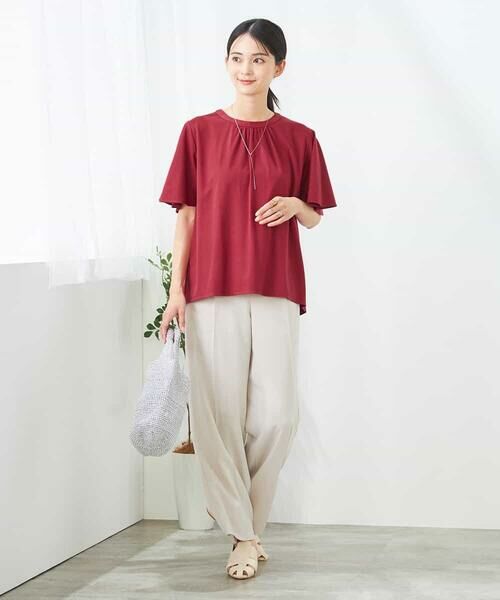 a.v.v / アー・ヴェ・ヴェ カットソー | 【接触冷感/UVカット】ギャザーネックフレアスリーブトップス | 詳細4