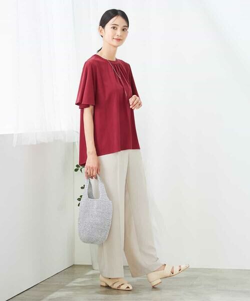 a.v.v / アー・ヴェ・ヴェ カットソー | 【接触冷感/UVカット】ギャザーネックフレアスリーブトップス | 詳細6