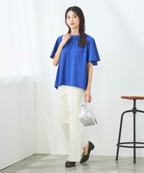 a.v.v / アー・ヴェ・ヴェ カットソー | 【接触冷感/UVカット】ギャザーネックフレアスリーブトップス | 詳細9