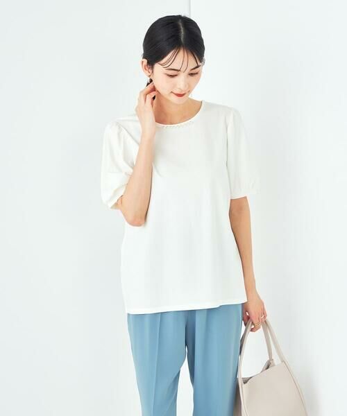 a.v.v / アー・ヴェ・ヴェ カットソー | 【UVカット】パール調ネックトップス | 詳細1