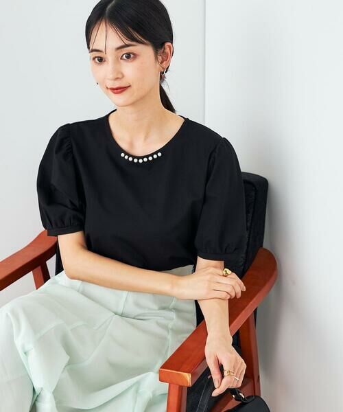 a.v.v / アー・ヴェ・ヴェ カットソー | 【UVカット】パール調ネックトップス | 詳細14