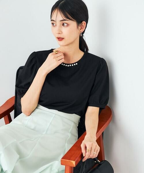 a.v.v / アー・ヴェ・ヴェ カットソー | 【UVカット】パール調ネックトップス | 詳細15