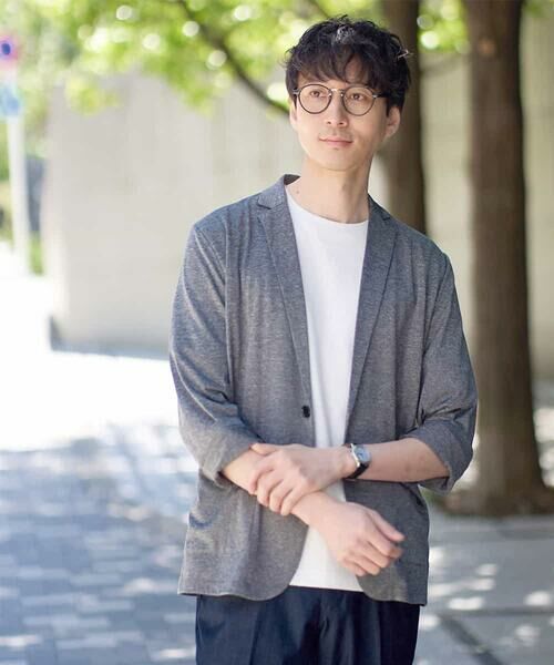 a.v.v/アー・ヴェ・ヴェ 【イージーケア/接触冷感】ブライト天竺サマージャケット【吸水速乾/UVカット】 グレー M