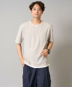 a.v.v / アー・ヴェ・ヴェ カットソー | 【接触冷感】梨地フェイクレイヤードカットソー【イージーケア/ストレッチ】