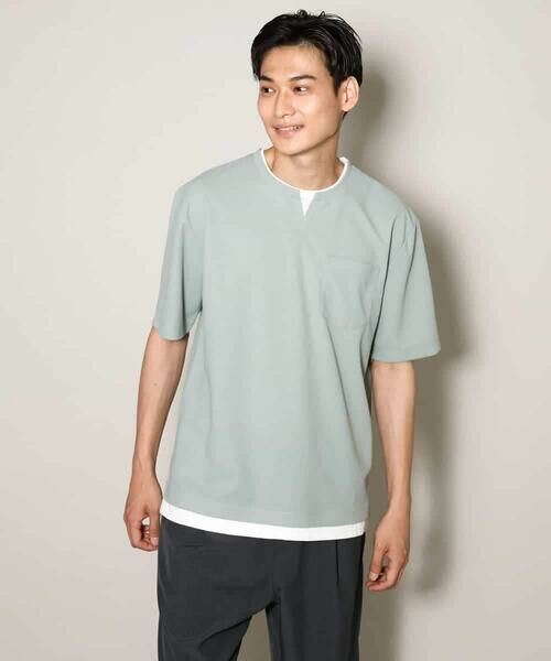 a.v.v / アー・ヴェ・ヴェ カットソー | 【接触冷感】梨地フェイクレイヤードカットソー【イージーケア/ストレッチ】 | 詳細11