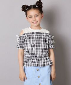 a.v.v / アー・ヴェ・ヴェ シャツ・ブラウス | [100-160]【セットアップも出来る】袖レースアップオフショルブラウス