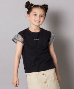 a.v.v / アー・ヴェ・ヴェ カットソー | 【カットソー人気NO.1】【接触冷感/ジメジメ対策/毛玉になりにくい/安心の綿100％】[100-160]シアーギンガムフレアスリーブＴシャツ