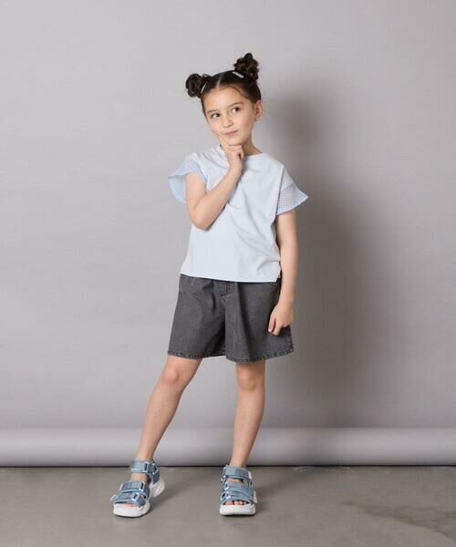 a.v.v / アー・ヴェ・ヴェ カットソー | 【カットソー人気NO.1】【接触冷感/ジメジメ対策/毛玉になりにくい/安心の綿100％】[100-160]シアーギンガムフレアスリーブＴシャツ | 詳細10