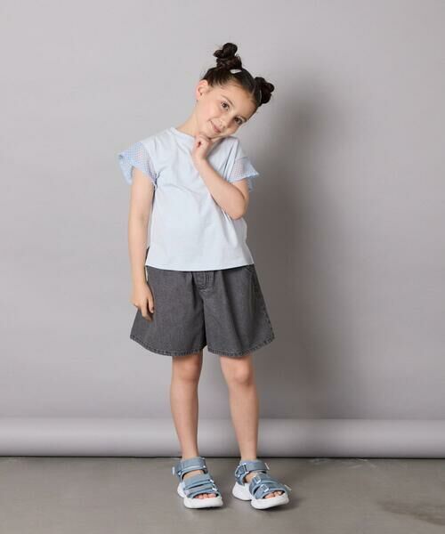 a.v.v / アー・ヴェ・ヴェ カットソー | 【カットソー人気NO.1】【接触冷感/ジメジメ対策/毛玉になりにくい/安心の綿100％】[100-160]シアーギンガムフレアスリーブＴシャツ | 詳細11