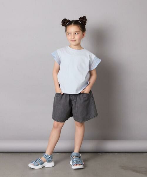 a.v.v / アー・ヴェ・ヴェ カットソー | 【カットソー人気NO.1】【接触冷感/ジメジメ対策/毛玉になりにくい/安心の綿100％】[100-160]シアーギンガムフレアスリーブＴシャツ | 詳細13