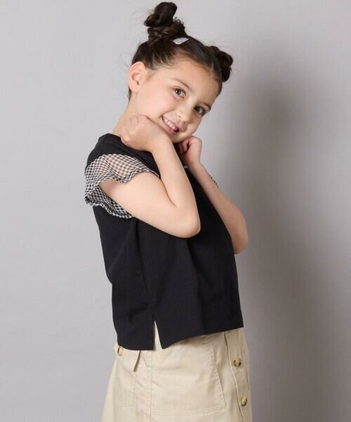 a.v.v / アー・ヴェ・ヴェ カットソー | 【カットソー人気NO.1】【接触冷感/ジメジメ対策/毛玉になりにくい/安心の綿100％】[100-160]シアーギンガムフレアスリーブＴシャツ | 詳細24