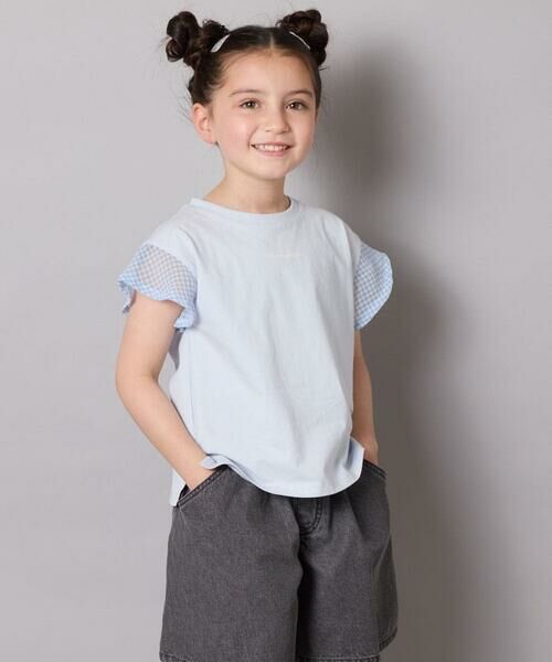 a.v.v / アー・ヴェ・ヴェ カットソー | 【カットソー人気NO.1】【接触冷感/ジメジメ対策/毛玉になりにくい/安心の綿100％】[100-160]シアーギンガムフレアスリーブＴシャツ | 詳細7