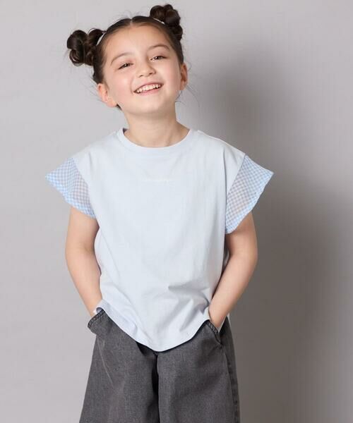 a.v.v / アー・ヴェ・ヴェ カットソー | 【カットソー人気NO.1】【接触冷感/ジメジメ対策/毛玉になりにくい/安心の綿100％】[100-160]シアーギンガムフレアスリーブＴシャツ | 詳細8