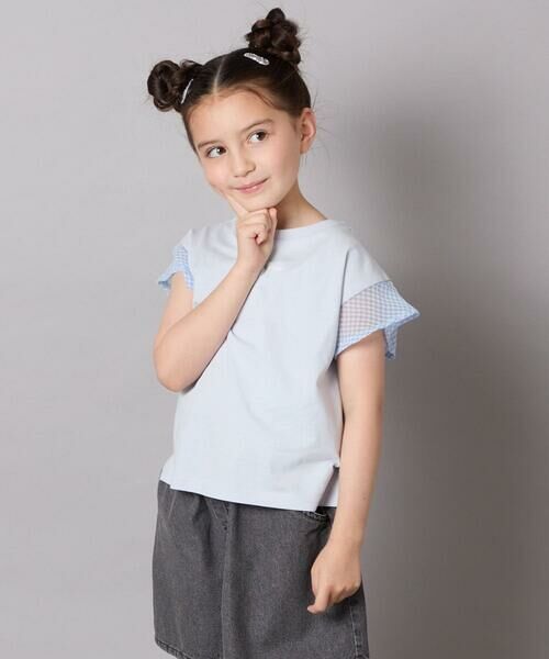 a.v.v / アー・ヴェ・ヴェ カットソー | 【カットソー人気NO.1】【接触冷感/ジメジメ対策/毛玉になりにくい/安心の綿100％】[100-160]シアーギンガムフレアスリーブＴシャツ | 詳細9