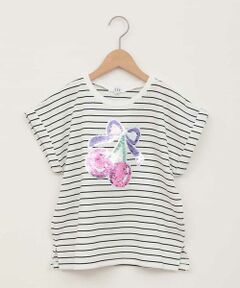 a.v.v / アー・ヴェ・ヴェ カットソー | 【接触冷感/ジメジメ対策/毛玉になりにくい/安心の綿100％】[100-150]スパンコールモチーフＴシャツ