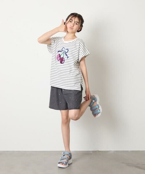 a.v.v / アー・ヴェ・ヴェ カットソー | 【接触冷感/ジメジメ対策/毛玉になりにくい/安心の綿100％】[100-150]スパンコールモチーフＴシャツ | 詳細11