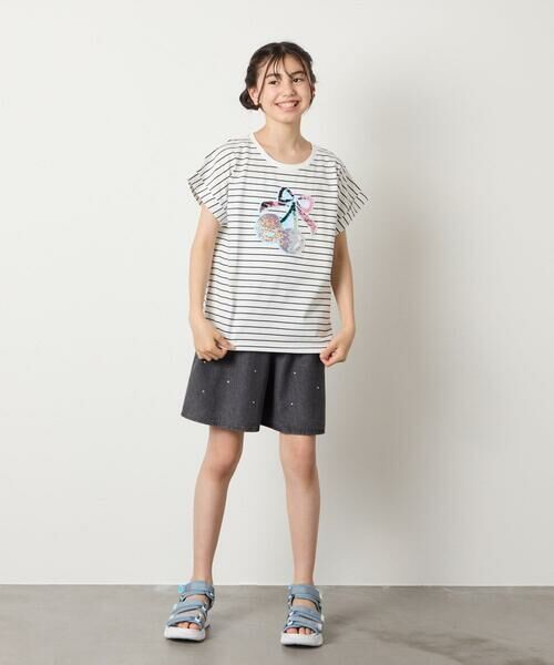 a.v.v / アー・ヴェ・ヴェ カットソー | 【接触冷感/ジメジメ対策/毛玉になりにくい/安心の綿100％】[100-150]スパンコールモチーフＴシャツ | 詳細14