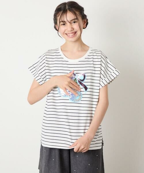 a.v.v / アー・ヴェ・ヴェ カットソー | 【接触冷感/ジメジメ対策/毛玉になりにくい/安心の綿100％】[100-150]スパンコールモチーフＴシャツ | 詳細3