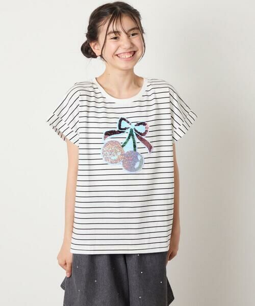 a.v.v / アー・ヴェ・ヴェ カットソー | 【接触冷感/ジメジメ対策/毛玉になりにくい/安心の綿100％】[100-150]スパンコールモチーフＴシャツ | 詳細5