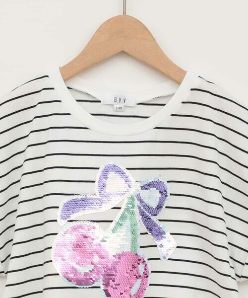 a.v.v / アー・ヴェ・ヴェ カットソー | 【接触冷感/ジメジメ対策/毛玉になりにくい/安心の綿100％】[100-150]スパンコールモチーフＴシャツ | 詳細6