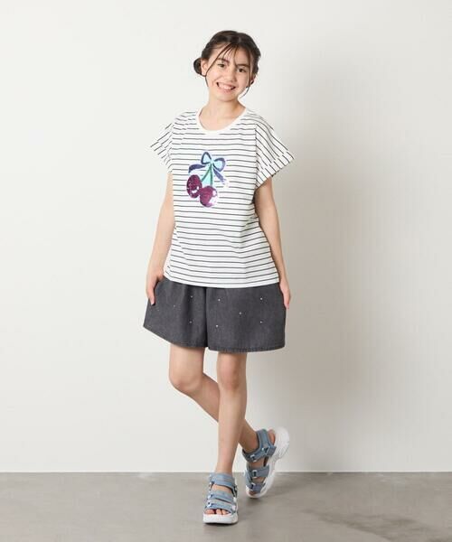 a.v.v / アー・ヴェ・ヴェ カットソー | 【接触冷感/ジメジメ対策/毛玉になりにくい/安心の綿100％】[100-150]スパンコールモチーフＴシャツ | 詳細7