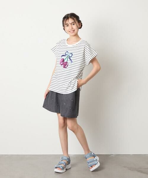 a.v.v / アー・ヴェ・ヴェ カットソー | 【接触冷感/ジメジメ対策/毛玉になりにくい/安心の綿100％】[100-150]スパンコールモチーフＴシャツ | 詳細9