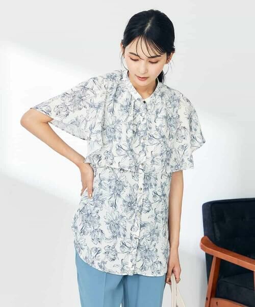 a.v.v / アー・ヴェ・ヴェ シャツ・ブラウス | 線画プリントケープブラウス | 詳細18