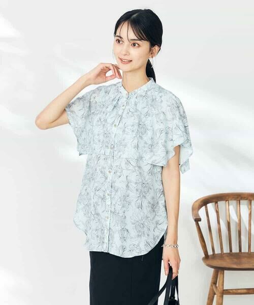 a.v.v / アー・ヴェ・ヴェ シャツ・ブラウス | 線画プリントケープブラウス | 詳細3