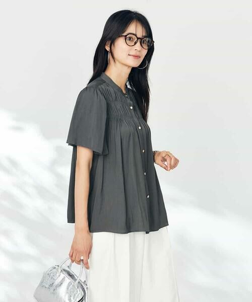 a.v.v / アー・ヴェ・ヴェ シャツ・ブラウス | サテンシャーリングブラウス | 詳細12