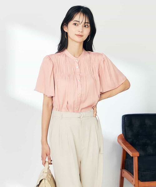 a.v.v/アー・ヴェ・ヴェ サテンシャーリングブラウス ピンク S a.v.v/アー・ヴェ・ヴェ サテンシャーリングブラウス ピンク S