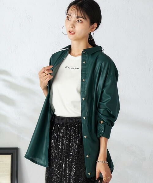 a.v.v / アー・ヴェ・ヴェ シャツ・ブラウス | ドロストセミシアーシャツ(グリーン)