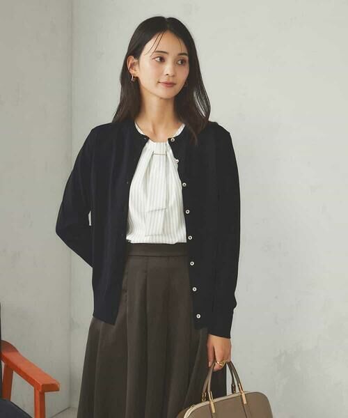 a.v.v / アー・ヴェ・ヴェ カーディガン・ボレロ | 【洗える】クルーネック美ラクるカーディガン(ブラック)