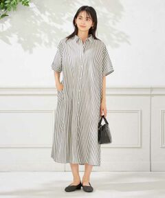 a.v.v / アー・ヴェ・ヴェ ロング・マキシ丈ワンピース | 【洗える】ストライプシャツワンピース