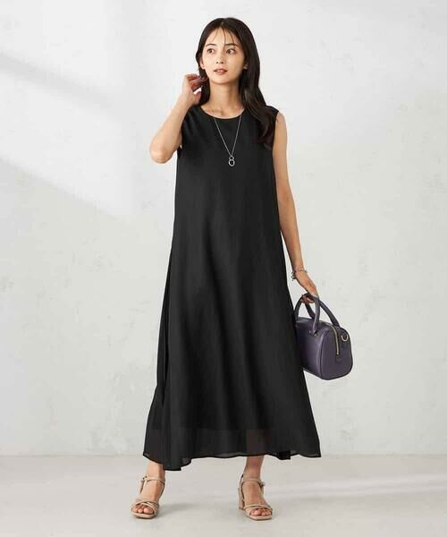 a.v.v / アー・ヴェ・ヴェ ロング・マキシ丈ワンピース | 【洗える】サイドプリーツノースリーブワンピース | 詳細13