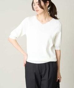 a.v.v / アー・ヴェ・ヴェ ニット・セーター | 【洗える/UVカット】Vネックパフスリーブニット