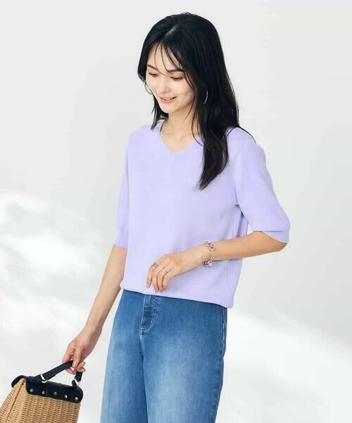 a.v.v / アー・ヴェ・ヴェ ニット・セーター | 【接触冷感/UVカット】Vネックパフスリーブ美ラクるサマーニット【WEB限定】 | 詳細10