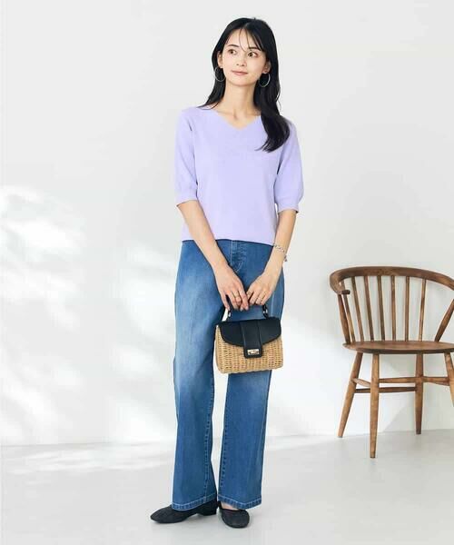 a.v.v / アー・ヴェ・ヴェ ニット・セーター | 【接触冷感/UVカット】Vネックパフスリーブ美ラクるサマーニット【WEB限定】 | 詳細15